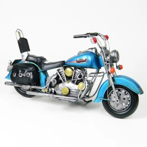 retro style, mettalic blue motorbike, metal ornament