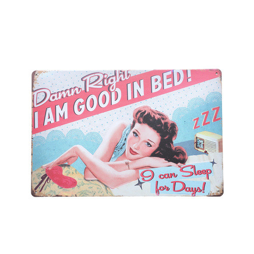Retro Tin  Sign-Good In Bed