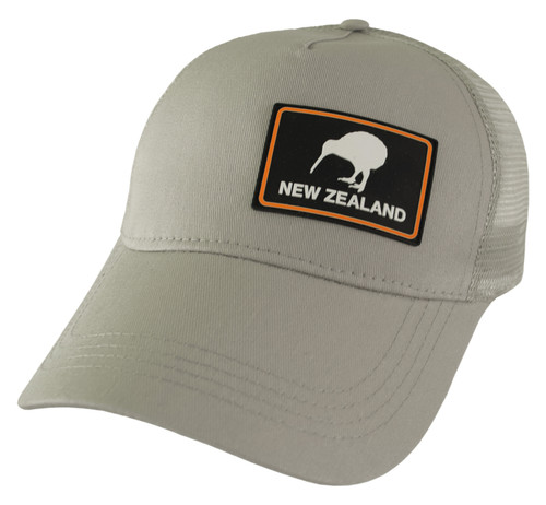 Grey New Zealand trucker cap with a kiwi badge patch