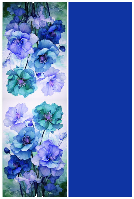 Warm scarf with floral design - cobalt