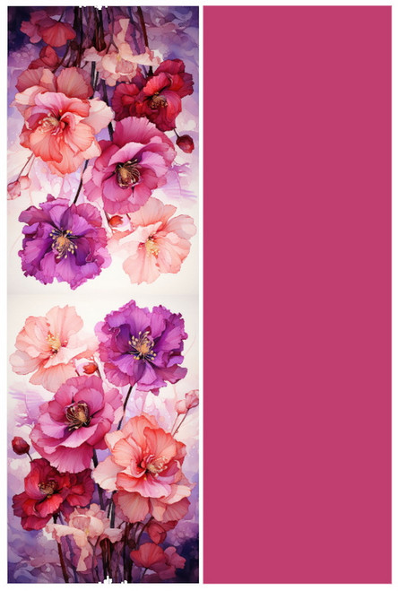 Warm scarf with floral design - fuchsia