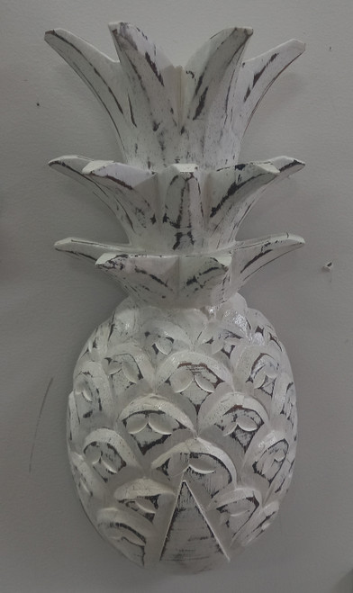 Wooden Wall Hanging Pineapple Whitewash