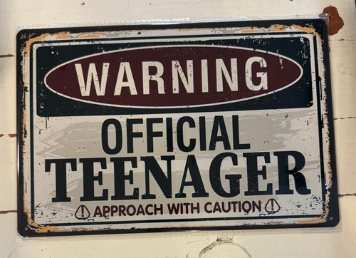 Retro Tin Sign-Warning Offical Teenager