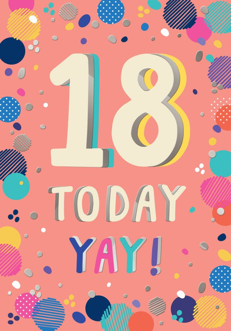 pink greeting card for 18th birthday