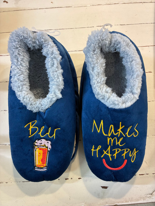 Beer Makes Me Happy Slumbies Slippers – Cozy Non-Slip Slippers NZ