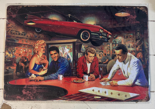 Retro Tin Sign-Evening At Rick's Cafe Scene
