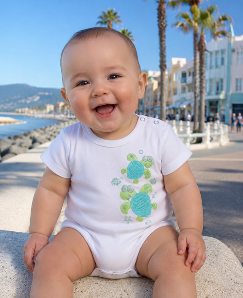 Napier New Zealand Baby Romper – Two Turtles, Sizes 000–1