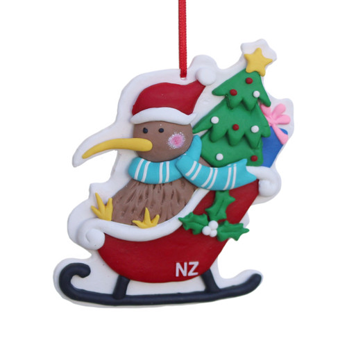 NZ Christmas Kiwi In A Sleigh