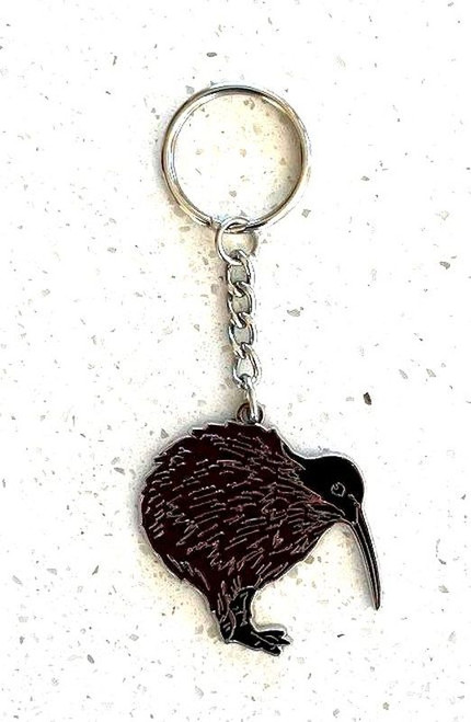 metal NZ native kiwi keyring
