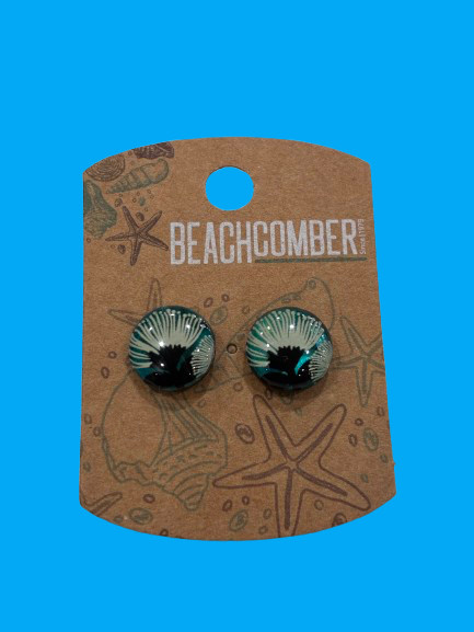 NZ paua shell and resin studs - pohutukawa flower