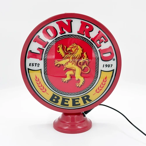 Lion Red Beer logo on LED lamp