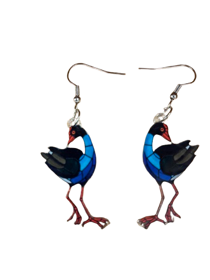 NZ souvenir native bird earrings -  pukeko
