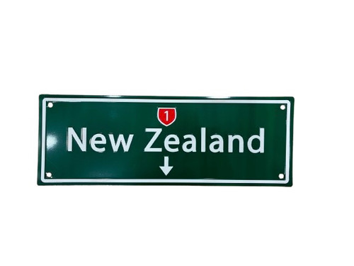New Zealand Souvenir Number Plate  Tin sign - Green Road sign style
