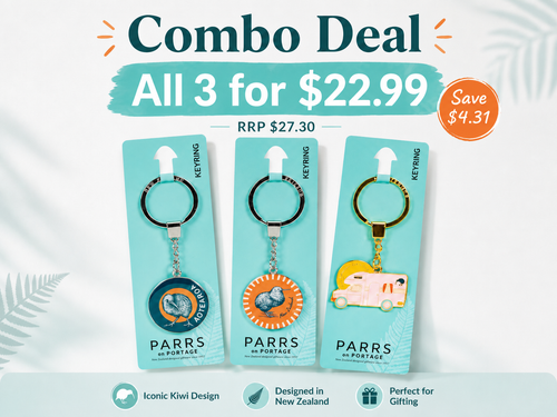 Set of 3 New Zealand souvenir keyrings in Kiwiana combo deal