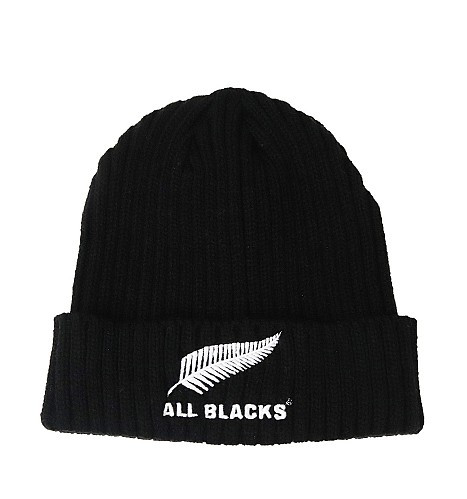 Officially licensed black ribbed All Blacks adult beanie
