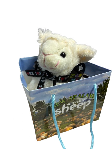 NZ Souvenir Soft Toy - Mini Lamb with Sound, Presented in a Gift Bag