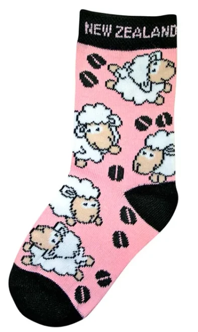 Children's NZ Souvenir Socks - Pink with Sheep