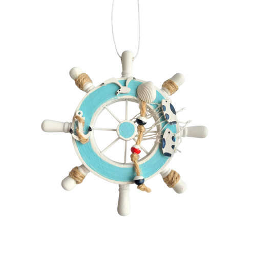 coastal theme wall hanging ships wheel measures 10cm across