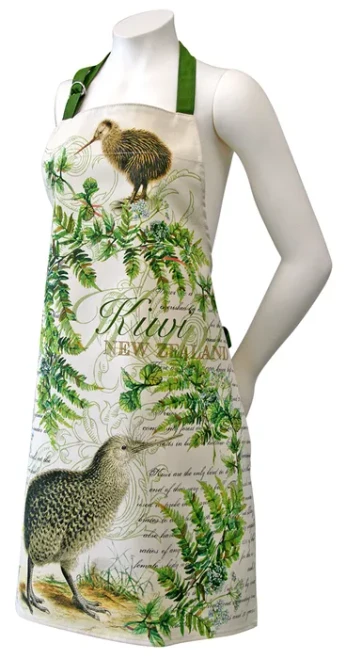 NZ Souvenir Apron - White with Vintage Kiwi design
