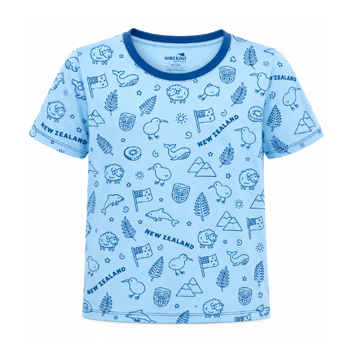 Sky Blue Children's NZ T-shirt | NZ Icons