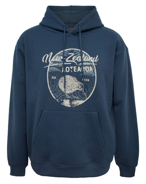 Dark Blue NZ Hoodie | NZ Kiwi with Ferns and Koru Design