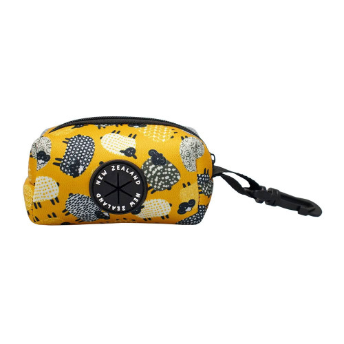 Yellow Poop Bag Holder - Patterned Sheep Design