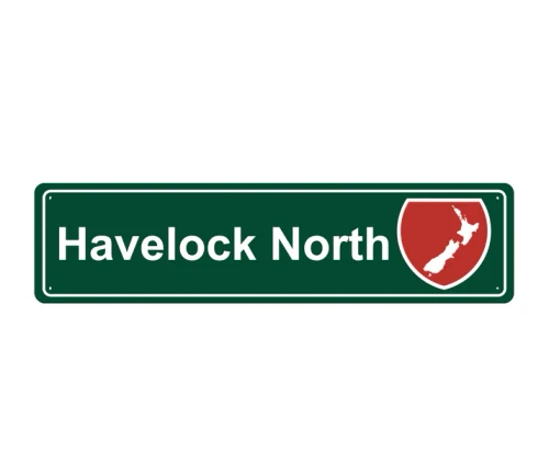 Metal Havelock North hanging road sign