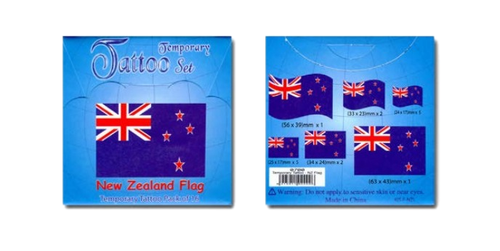 Pack of 16 small New Zealand flag temporary tattoos