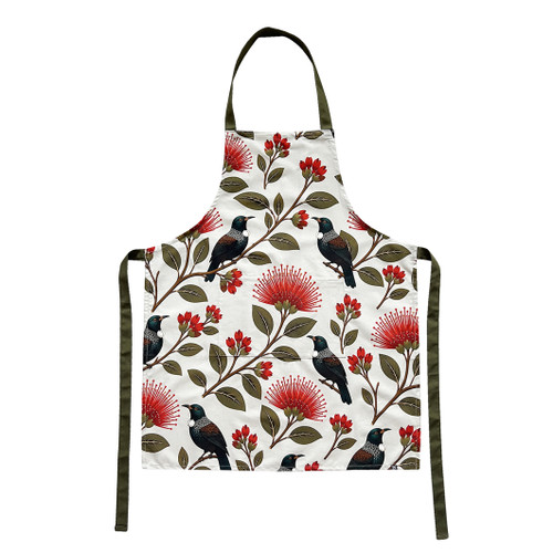 New Zealand Pohutukawa Flower and NZ Tui Design Apron