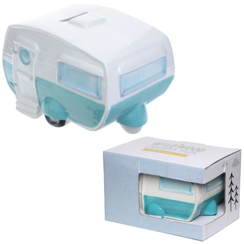 retro style money box caravan