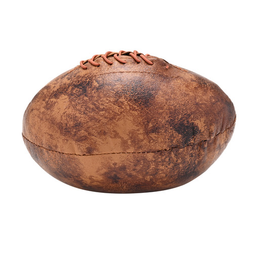 Rugby Ball doorstop made from distressed faux leather weighs about 1.486kg