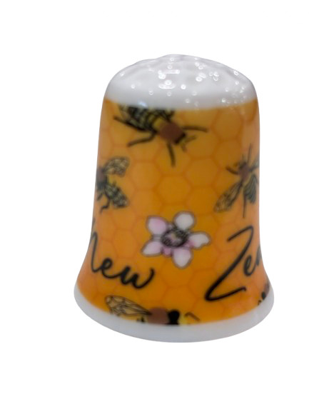 NZ Souvenir Ceramic Thimble | Bees and Manuka Flower Design