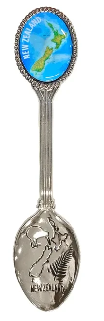 NZ Souvenir Teaspoon with Map of NZ