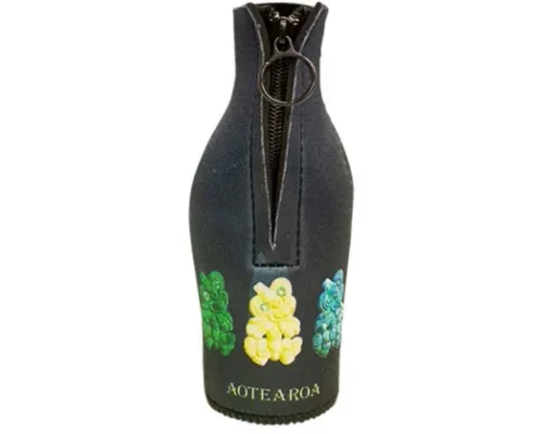 New Zealand Aotearoa stubby bottle cooler with a tiki design, 18cm