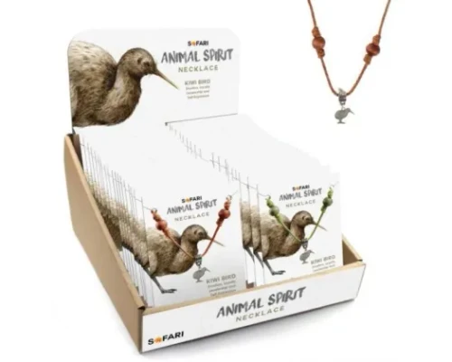 NZ Kiwi charm on adjustable coloured cord pendant necklace