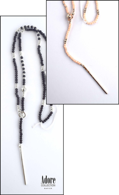 Bead necklace with Fob style detail (comes in 2 colours)