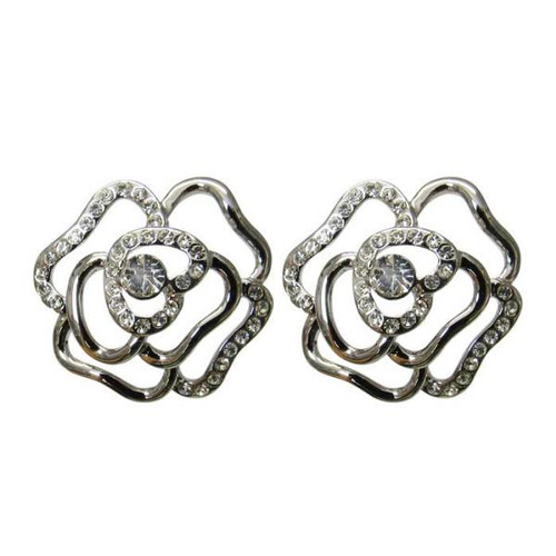 Diamante encrusted rose post earrings