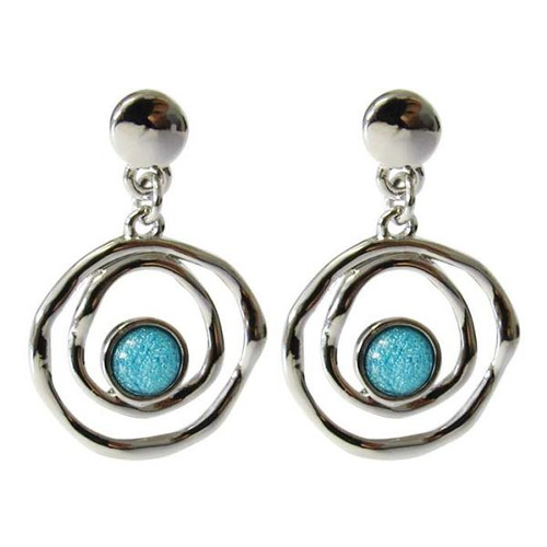 Aqua enclosed rings earrings