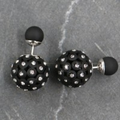 Double Stud Diamante Black