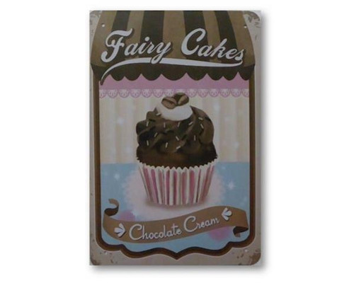 Retro Vintage Style Tin plaque - fairy cakes