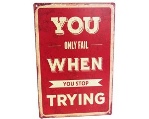 retro vintage style tin plaque - keep trying