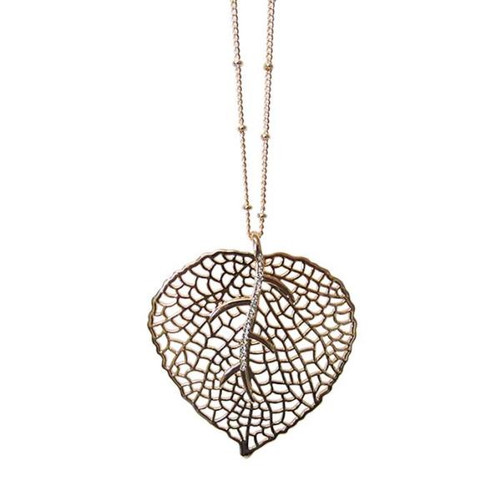 Rose Gold Leaf with  diamante pendant
