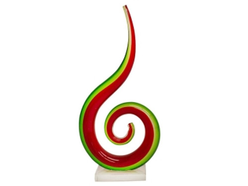 24cm Glass Hook Koru Dark green and red