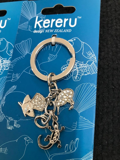 Keyring with native birds and tuatara