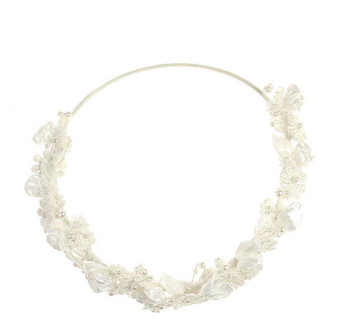 white lace circlet hair piece with comb