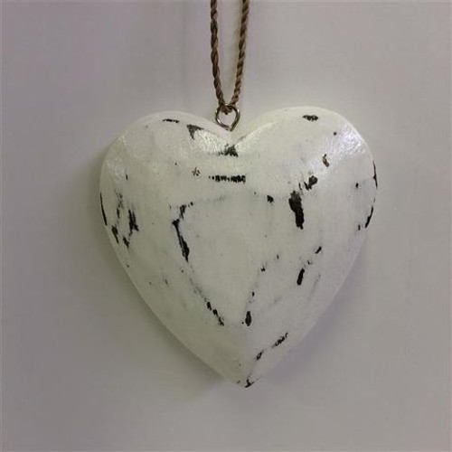 Rustic  finish whitewashed wooden heart (3 sizes)