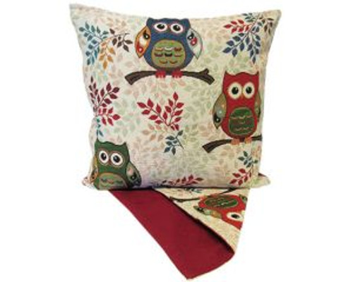 three owls on branches on cushion cover