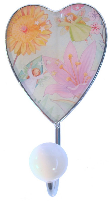 Printed glass face Fairy picture with white ball Big Hook