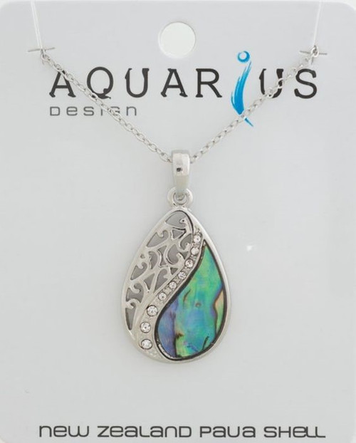 Mitre Floating Paua Filigree Teardrop Pendant