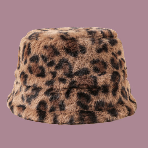 Plush Cheetah print bucket hat (50cm - 52cm small)